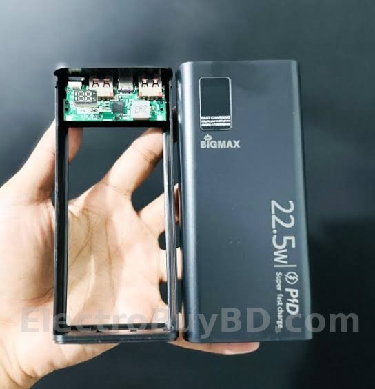 10000mAh Power Bank Case Bigmax With Circuit Board – 22.5W Fast Charging | Dual 3.7V 10000mAh Polymer Battery Support | Type-C PD + Dual USB | Display | Black & White