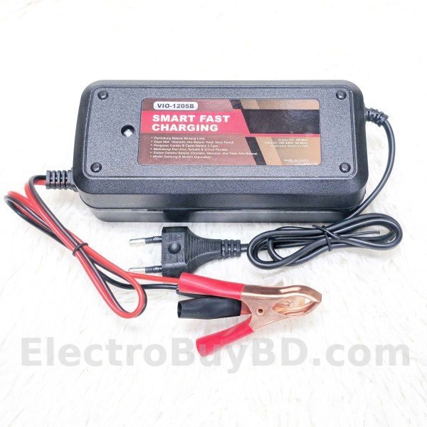 VISERO12V 5A Smart Fast Battery Charger Auto Cut-Off for 12v 5A to 100A Acid, Dry, Gel lithum Battery Charging