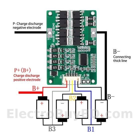 4S 20A LiFePO₄ 6040 BMS Protection Board | 3.2V Cells | 14.4V Battery Pack With Balance Charging BMS